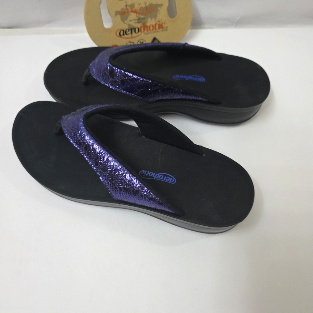 Women's 7 Purple Orthotic Comfort Sandals With Arch Support Heel + Arch Support - Picture 10 of 11
